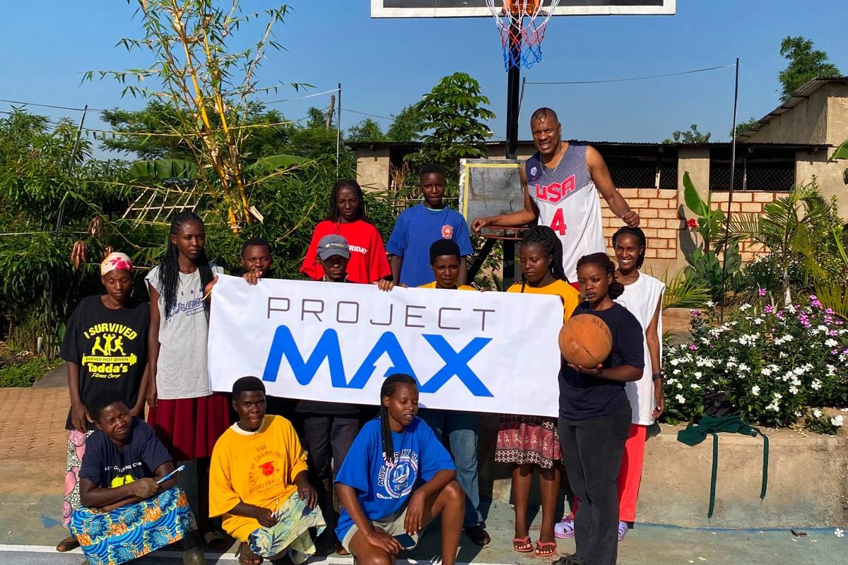 Project Max clinic — athletes and kids on the court